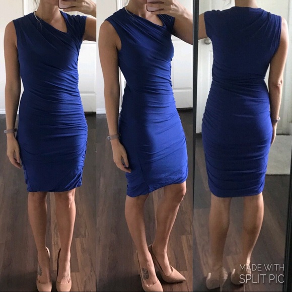 Halston Heritage Dresses & Skirts - Halston Heritage blue indigo purple ruched dress